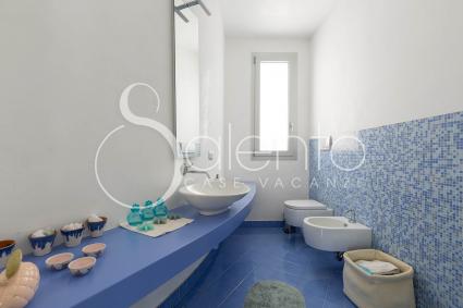 The blue bathroom of the beautiful holiday home